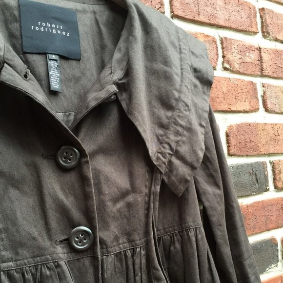 ROBERT RODRIGUEZ Brown Button Down Coat Jacket 4 - Picture 6 of 8
